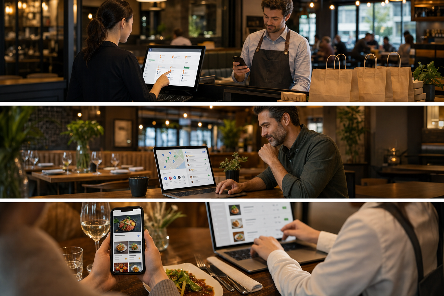 Carta digital de restaurante consultada en un móvil sobre una mesa