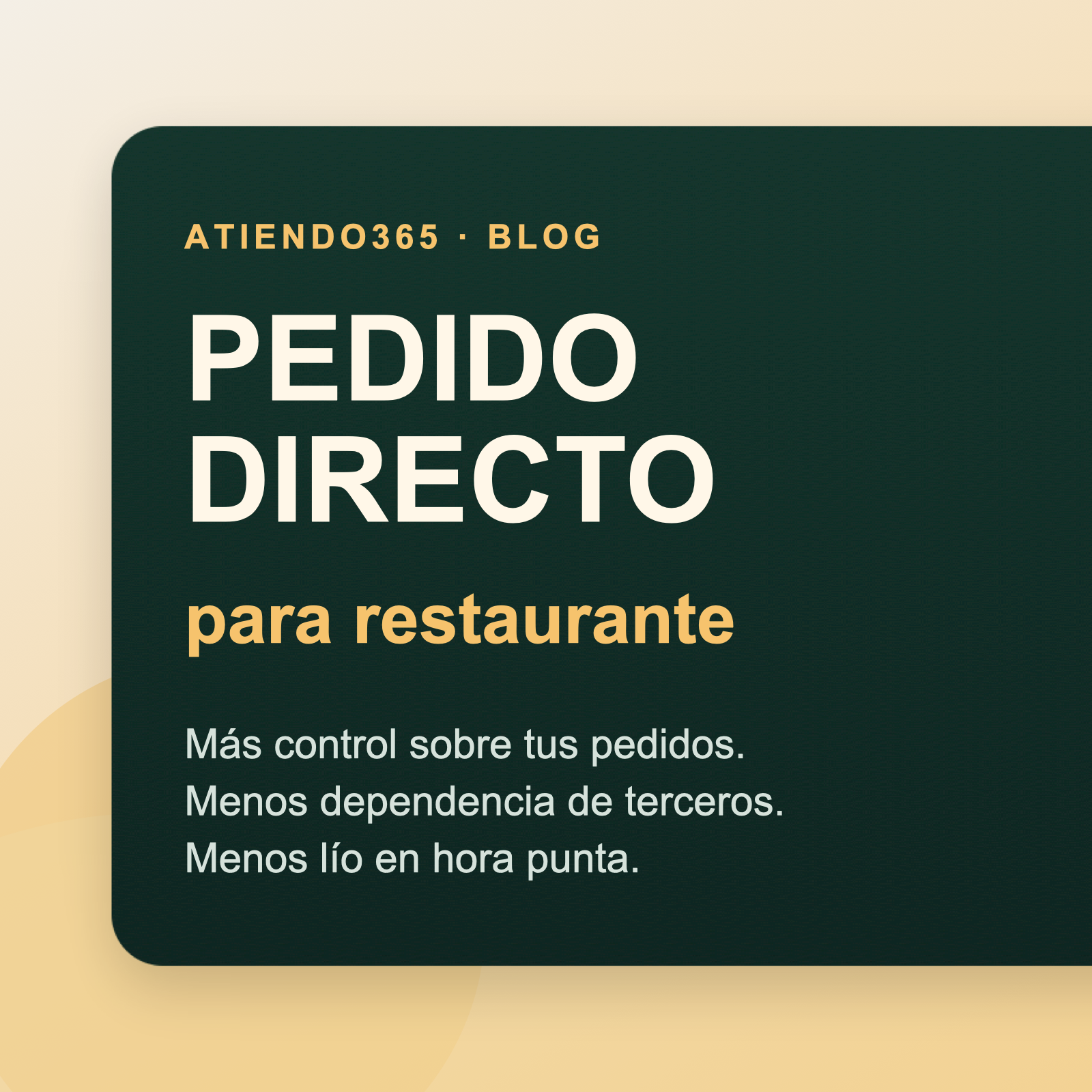 Portada editorial sobre pedido directo para restaurante