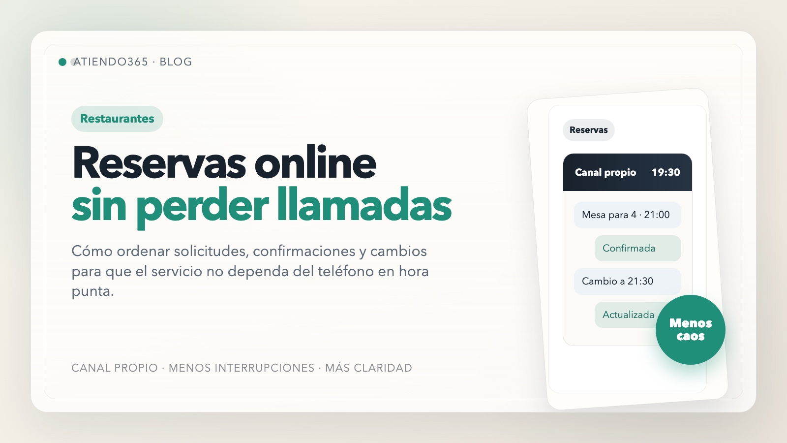 Reservas online para restaurantes sin perder llamadas